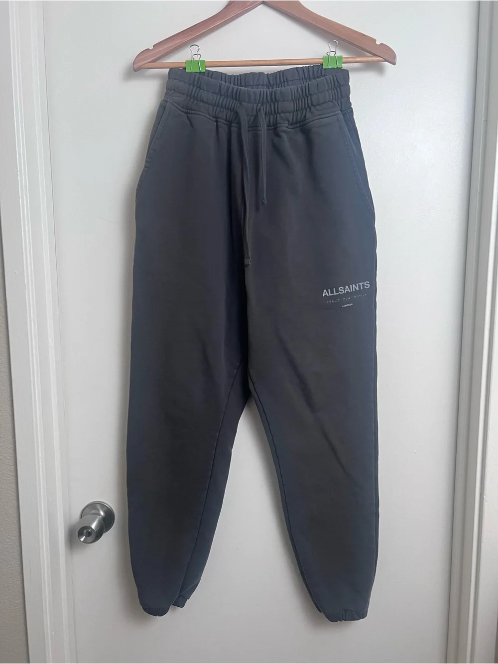 ALLSAINTS Organic Cotton Jogger Sweatpants Gray Logo Small Portugal